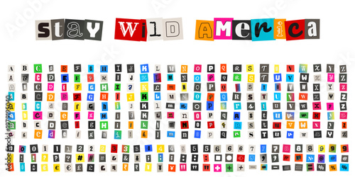Anonymous Ransom Note Alphabet Kit with Colorful Magazine Cutout Letters and Numbers