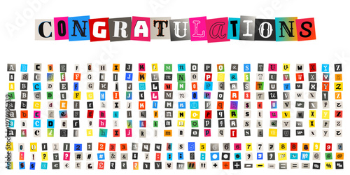 Ransom Note Style Alphabet and Numbers for Anonymous Message Design