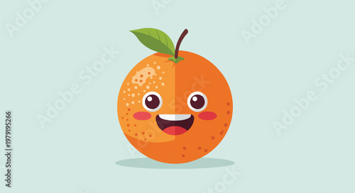 Smiling Orange Fruit With Leafy Top.