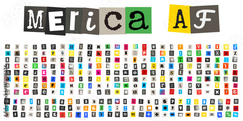 Ransom Note Style Alphabet and Numbers for Anonymous Message Design