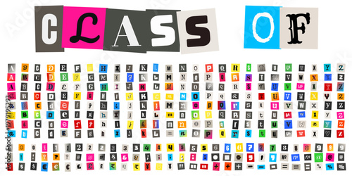 Ransom Note Style Alphabet for Graduation Class of 2024 Yearbook Design