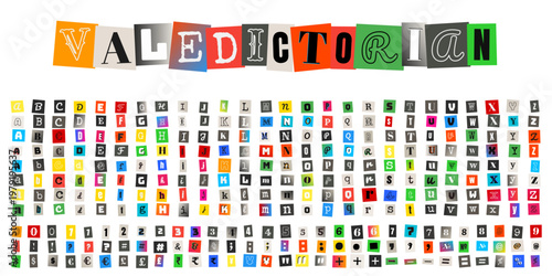Ransom Note Style Valedictorian Text and Alphabet for Graduation Scrapbooking