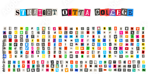 Ransom Note Style Alphabet for Graduation and College Student Projects