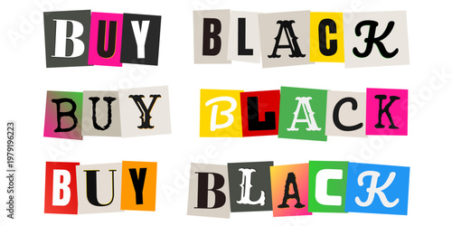 Buy Black Ransom Note Style Typography for African American Business Support