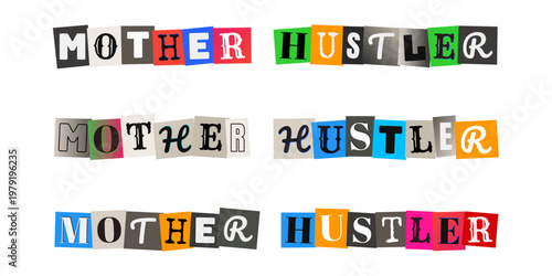 Mother Hustler Ransom Note Style Typography for Mompreneur Branding