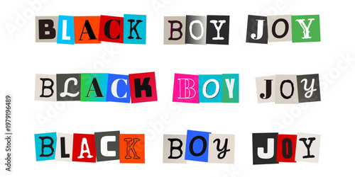 Black Boy Joy Ransom Note Typography Graphic for Social Justice and Empowerment