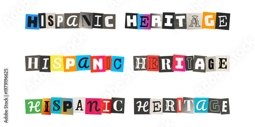 Hispanic Heritage Month Ransom Note Style Typography for School Bulletin Boards