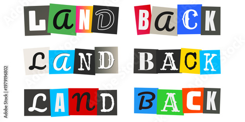 Land Back Indigenous Sovereignty Ransom Note Style Typography Graphics