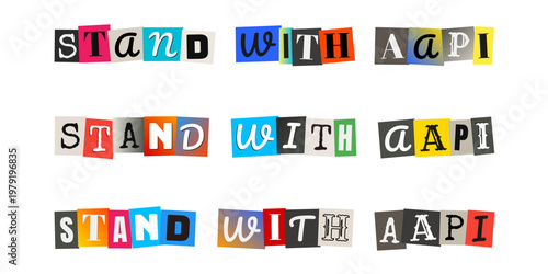 Stand With AAPI Ransom Note Style Typography for Social Justice Activism