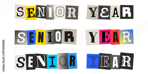 Senior Year Ransom Note Style Typography for High School Graduation Scrapbook