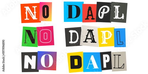 Protest Ransom Note Style Typography, Activism Graphic Design Elements