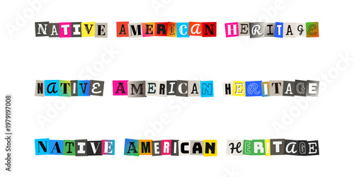 Native American Heritage Month Ransom Note Style Typography Graphics