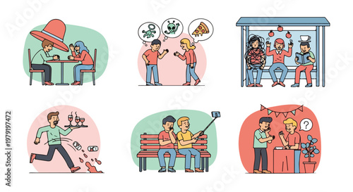 People Engaging in Various Social Activities.