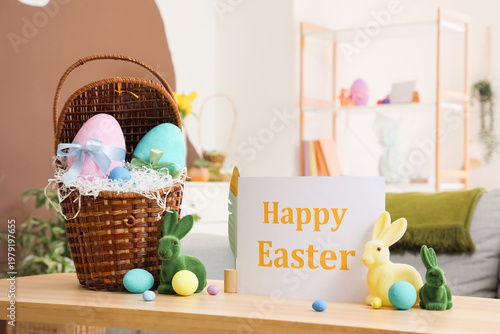 Basket with Easter eggs, to...