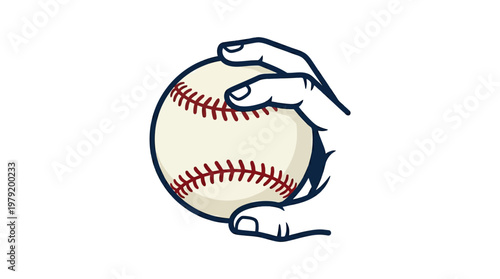 Cartoon Drawing of a Hand Gripping a Baseball