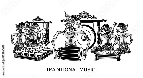 Indonesian Gamelan Traditional Music Ensemble Performance