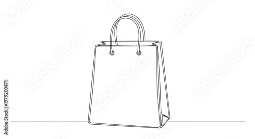 Classic Shopping Bag in Minimalist Continuous Line Art Style