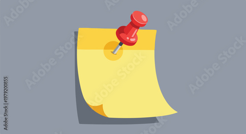 Yellow sticky note with red pin.