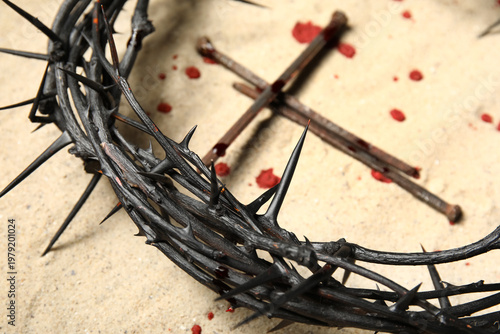 Crown of thorns with nails ...