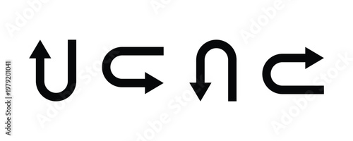 Return arrow icon. Simple go back sign vector. u turn shape pointer vector icon. Undo icon set. Send back icon collection