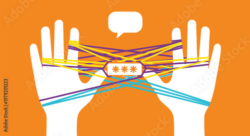 Hands holding complex password 