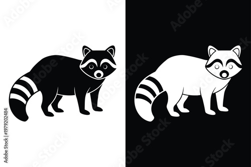 Modern Raccoon Silhouette Vector Wild Animal Logo Illustration