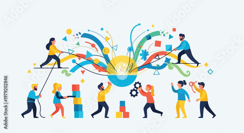 People Working Together on Creative Project.