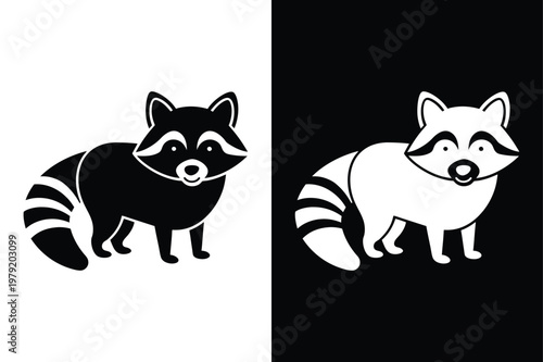 Raccoon Silhouette Logo Clean Wild Animal Vector Design Element
