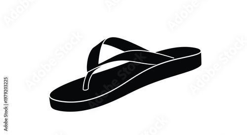 A simple black silhouette of a single flip flop sandal