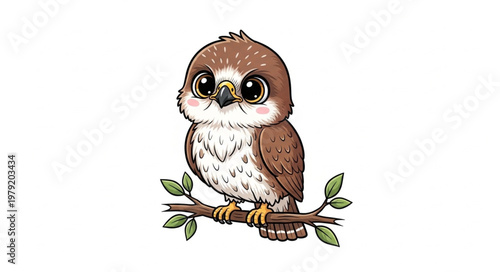 Brown Owl Sitting on Branch.