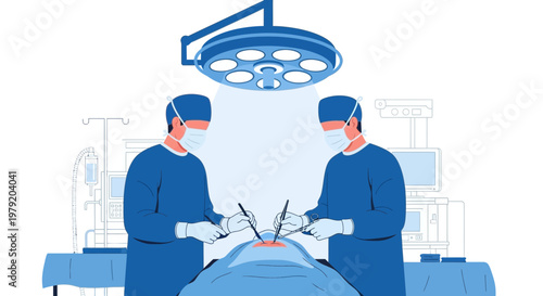 Surgeons Performing Operation in Operating Room with Medical Equipment