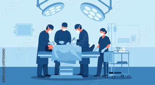 Surgeons Performing Operation in Operating Room with Medical Equipment