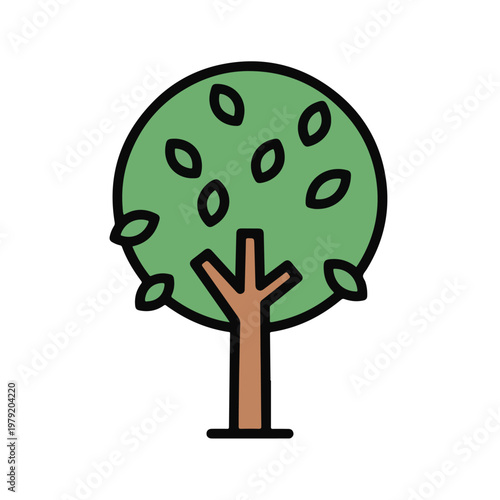 Tree Icon With Green Leaves.