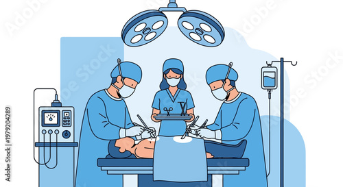 Surgeons Performing Surgery in Operating Room with Medical Equipment