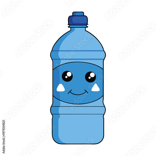 A plastic recycled blue water bottle, crafted from reused materials, featuring a sleek eco-friendly design that promotes sustainability while keeping your hydration stylish and clean.