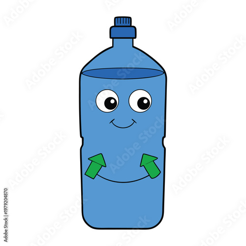 A plastic recycled blue water bottle, crafted from reused materials, featuring a sleek eco-friendly design that promotes sustainability while keeping your hydration stylish and clean.