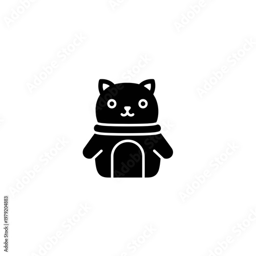 Cute Black Cat Character Vector Icon Illustration