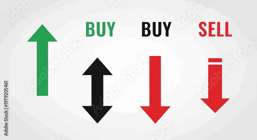Buy Sell Stock Market Arrows: Up Down Trading Trend Analysis