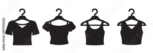  shirt vector icon set, classic collared short-sleeve t-shirt design, casual apparel graphic resource for fashion and retail branding