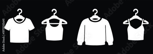  shirt vector icon set, classic collared short-sleeve t-shirt design, casual apparel graphic resource for fashion and retail branding