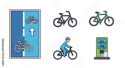 Bicycle Transportation Icons and Signage.