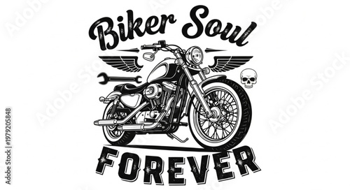 Biker Soul Forever Motorcycle Graphic Design.