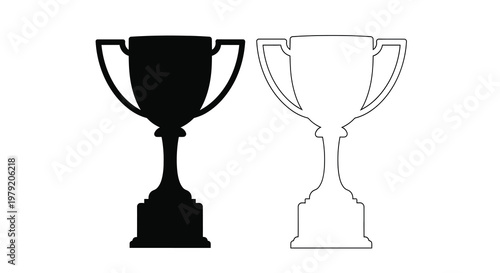 Two trophy silhouettes one black and one white shown side by side