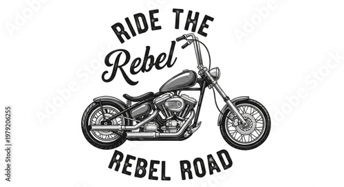 Black Motorcycle with Text Logo.