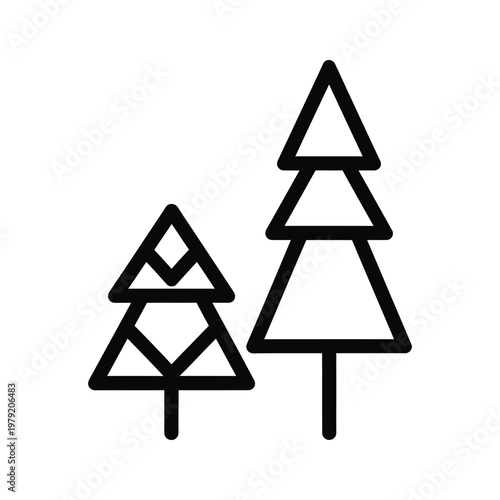 Conifer Trees Outline Icon Forest Woodland