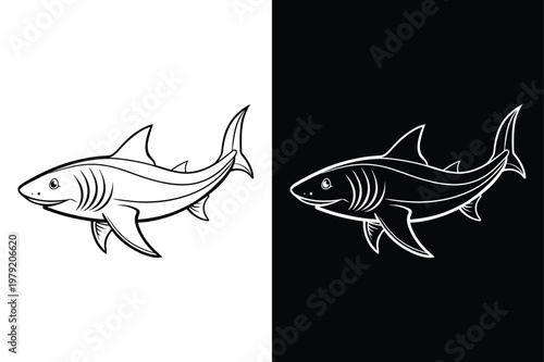 Shark Line Icon Linear Outline Vector for Web and Mobile Design