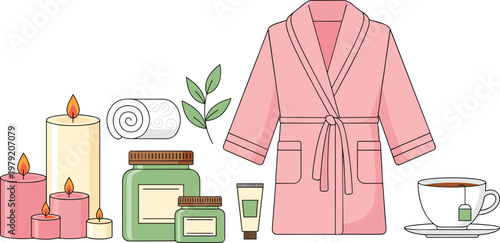 spa, wellness, relaxation, self care, aromatherapy, candles, bathrobe, skincare, herbal, tea, organic, beauty, treatment, hygiene, comfort, lifestyle, calm, natural, therapy, luxury