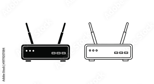 Wireless router icons a black and white depiction of network devices