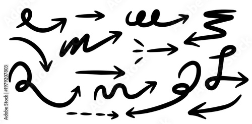 Versatile Hand-Drawn Doodle Arrows Collection for Graphic Design Projects and Creative Direction Indicators