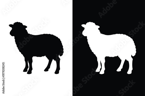 Minimal Sheep Icon in Black White Silhouette Vector Design